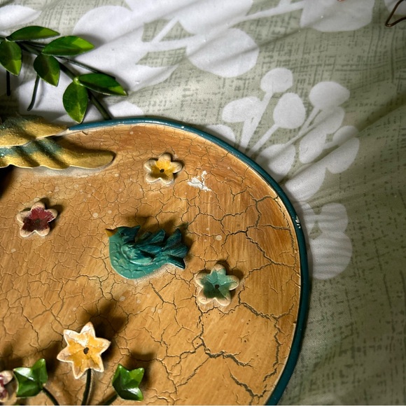 VTG Cottagecore Heart Shaped Garden Angel Farmhouse Metal Colorful Wall Art - Picture 8 of 9